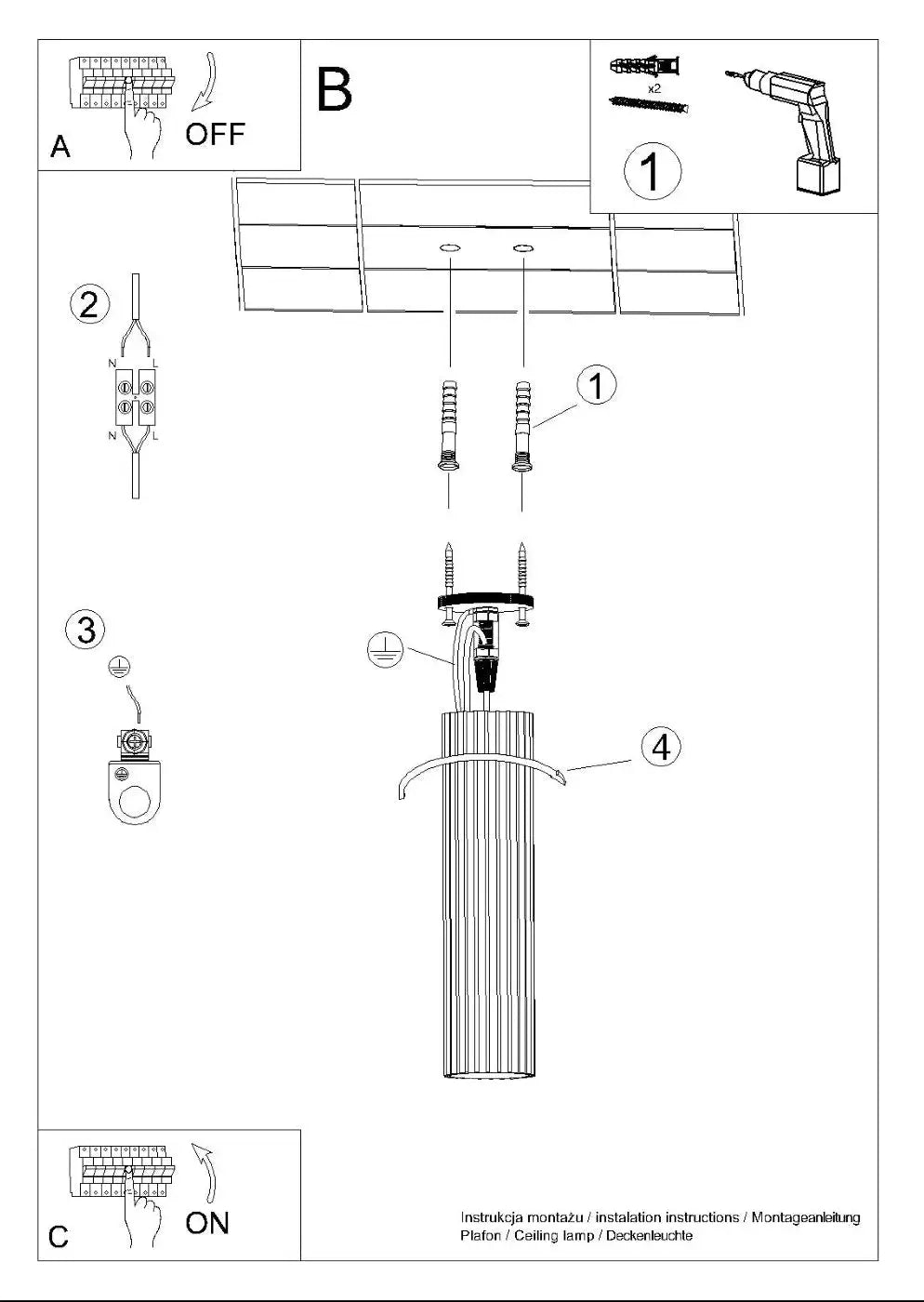 Le diagramme montre les composants dassemblage du plafonnier karbon allie beige avec ampoules gu10 interchangeables design minimaliste