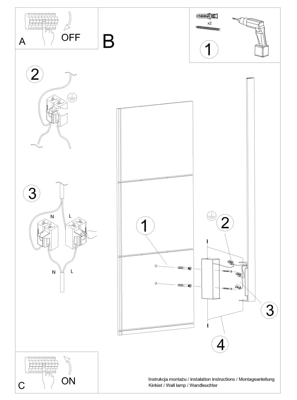 Vue arrière de l’applique murale lahti 50 led 4000k beige montrant fixation et schéma de câblage pour fonctionnalité pratique