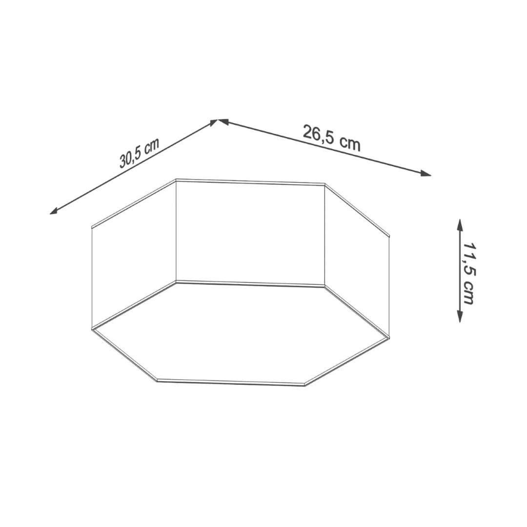 Luminaire plafonnier sunde 11 blanc avec forme hexagonale en verre dimensions 30.5 x 26.5 x 11.5 cm formes géométriques