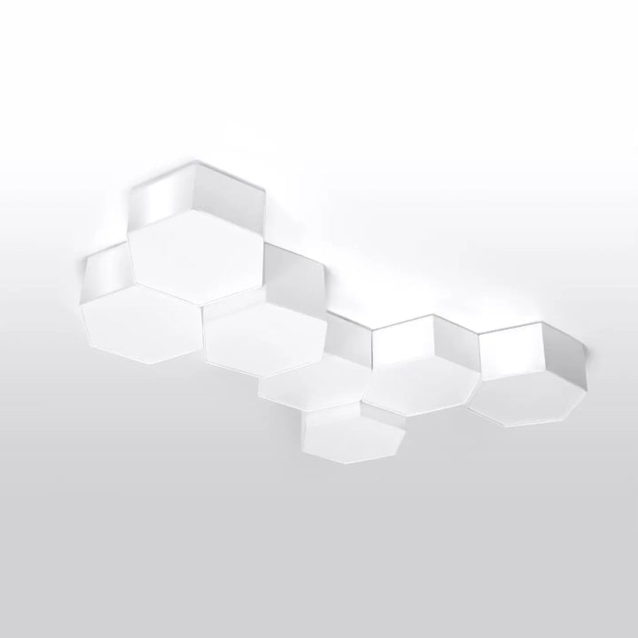 Luminaire plafonnier sunde 11 blanc avec formes géométriques hexagonales minimalistes modernes en blanc