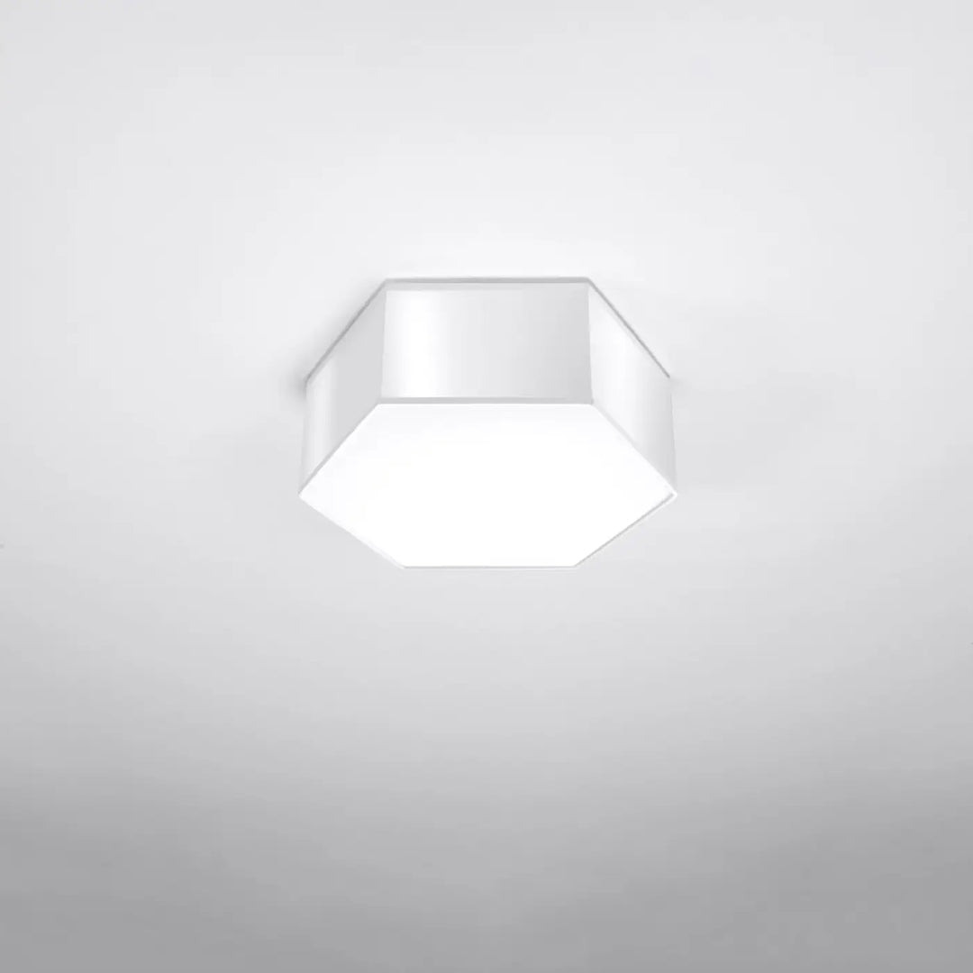 Luminaire plafonnier sunde 11 blanc avec forme géométrique hexagonale moderne et design épuré en couleur blanche