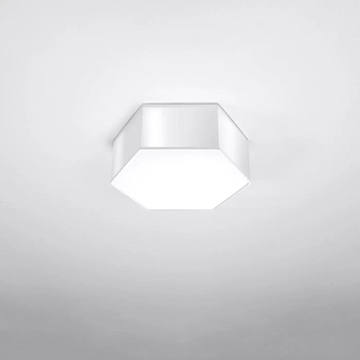 Luminaire plafonnier sunde 11 blanc avec forme géométrique hexagonale moderne et design épuré en couleur blanche