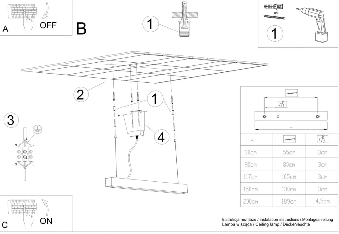 Luminaire plafonnier pinne 150 blanc avec module led rectangulaire et paramètres d’éclairage ajustables suspension collection pinne