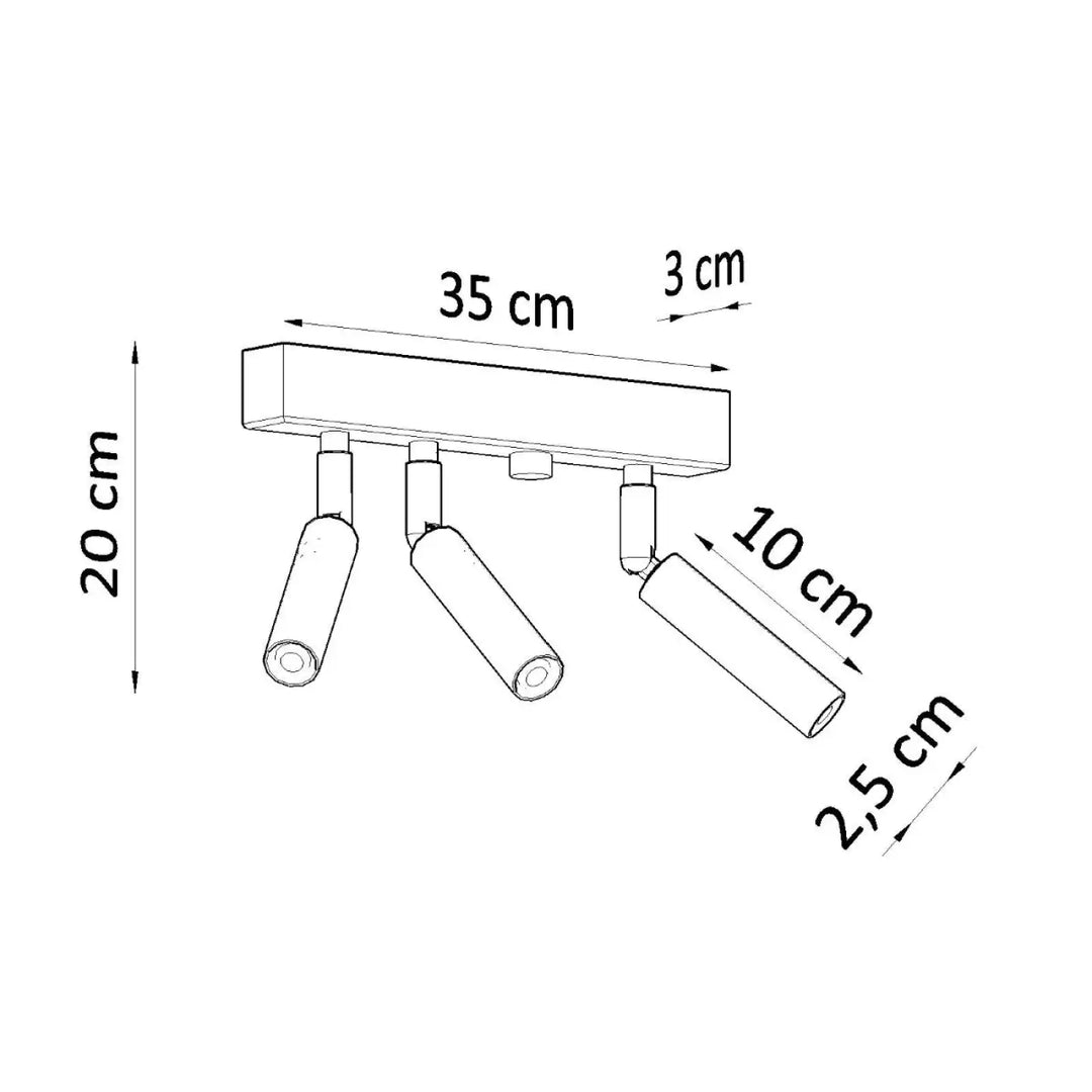 Plafonnier moderne eyetech blanc avec trois spots cylindriques réglables style industriel d’ambiance loft