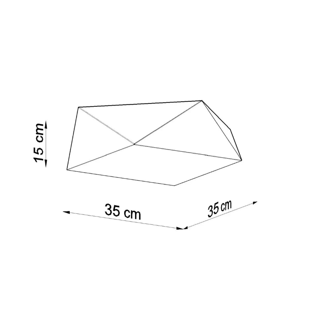 Plafonnier hexa 35 blanc minimaliste en forme de prisme géométrique de 35 cm de large et 15 cm de haut