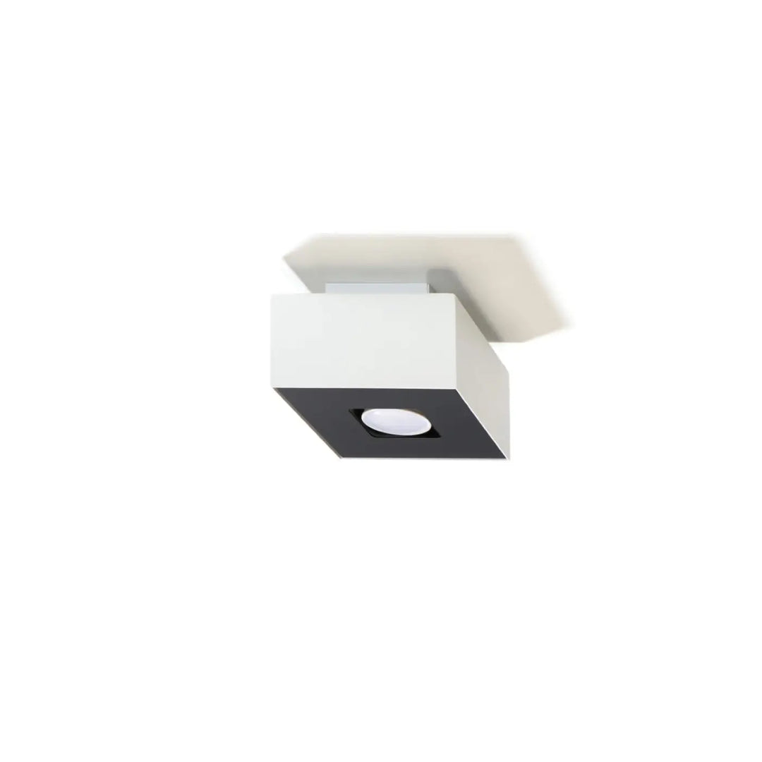 Luminaire plafonnier mono 1 blanc avec spot allongé moderne design carré blanc et noir pour intérieur contemporain