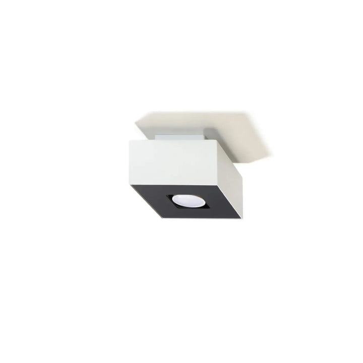 Luminaire plafonnier mono 1 blanc avec spot allongé moderne design carré blanc et noir pour intérieur contemporain