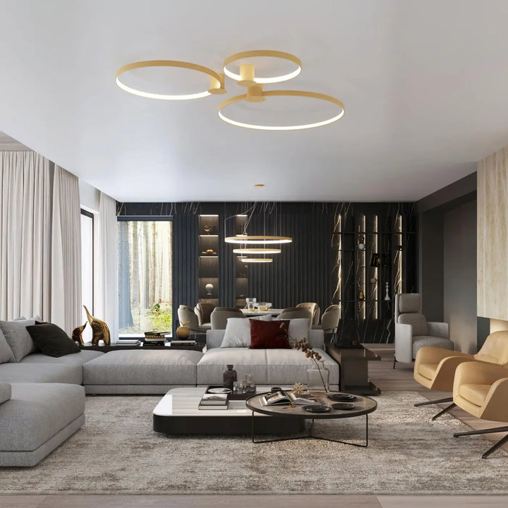 Luminaire plafonnier rio 78 doré avec modules led et efficacité lumineuse élevée pour un éclairage moderne