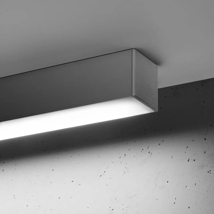 Luminaire plafonnier collection pinne en gris avec module led intégré et paramètres d’éclairage 4000k moderne rectangulaire
