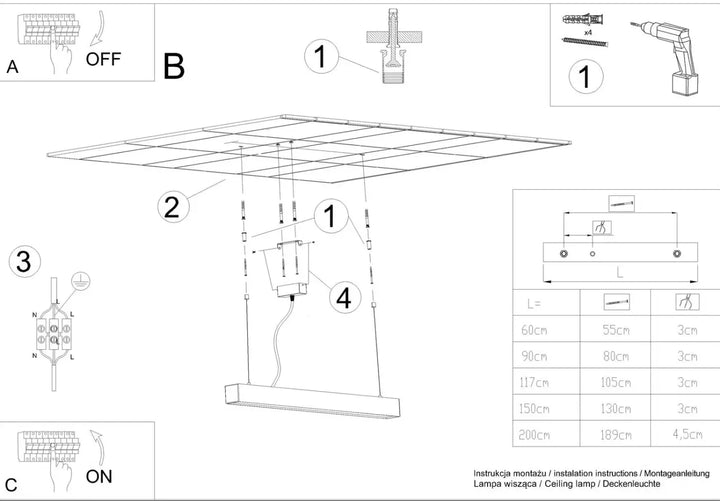 Luminaire plafonnier collection pinne gris avec module led intégré et paramètres d’éclairage ajustables en hauteur