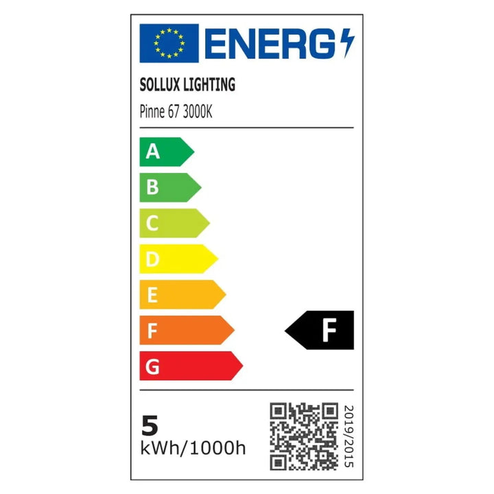 Étiquette énergie pinne 67 3000k gris avec paramètres d’éclairage collection pinne et module led intégré