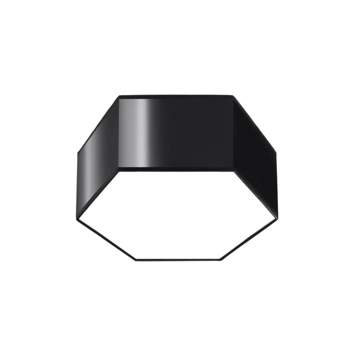 Luminaire plafonnier sunde 13 noir avec éclairage hexagonal noir en formes géométriques et finition brillante moderne