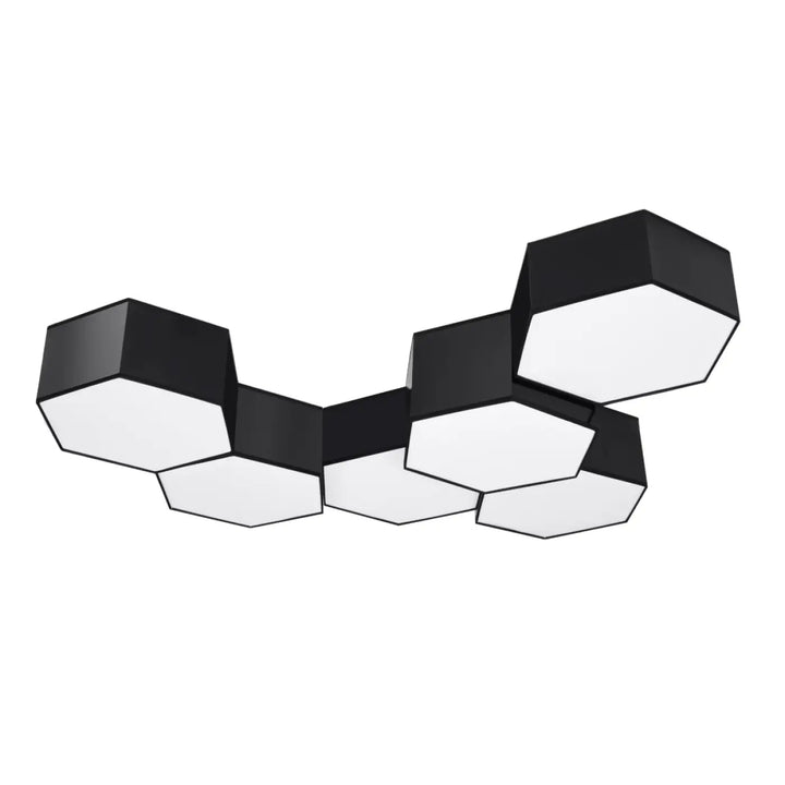 Luminaire plafonnier sunde 13 noir avec formes géométriques hexagonales modernes en noir et blanc design élégant