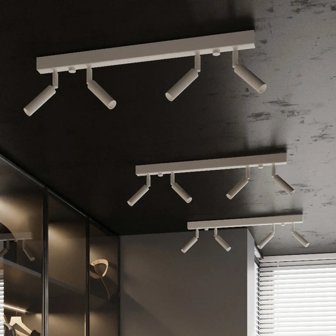 Luminaire plafonnier eyetech 6 blanc avec spots ajustables style industriel pour éclairage d’ambiance loft moderne