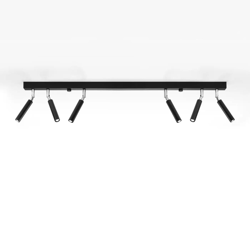 Plafonnier moderne eyetech noir mat avec six spots réglables style industriel d’ambiance loft