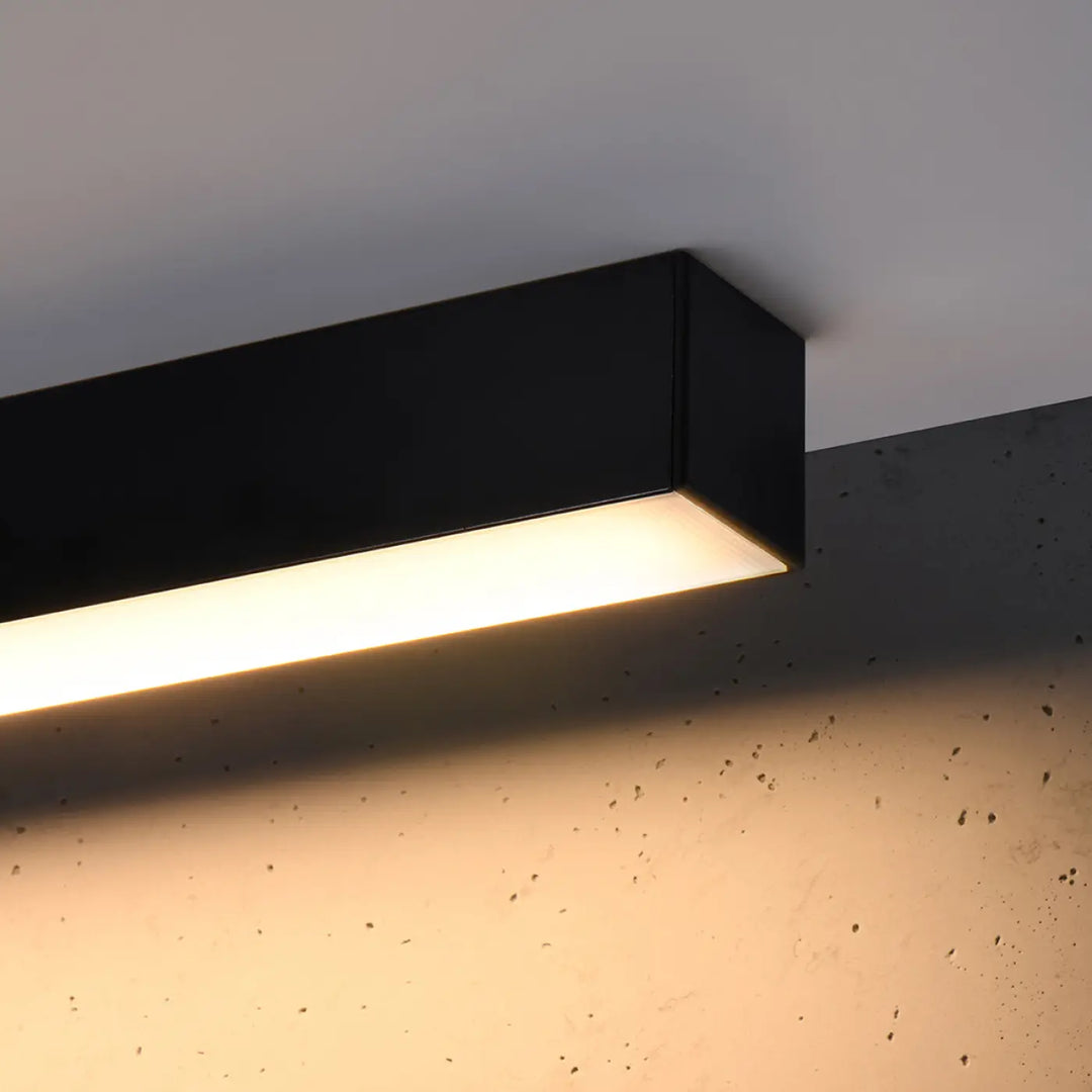 Luminaire plafonnier pinne 118 noir led rectangulaire avec paramètres d’éclairage 3000k et lumière blanche chaude