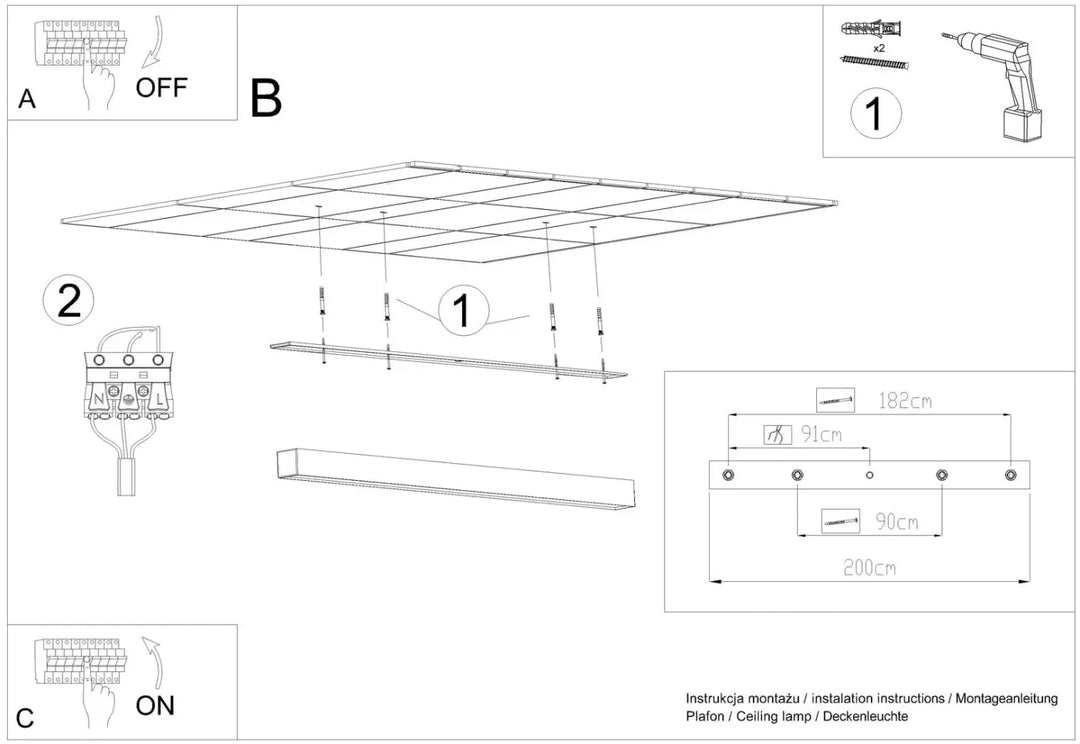 Luminaire plafonnier collection pinne module led avec design rectangulaire métallique blanc 4000k pour paramètres déclairage