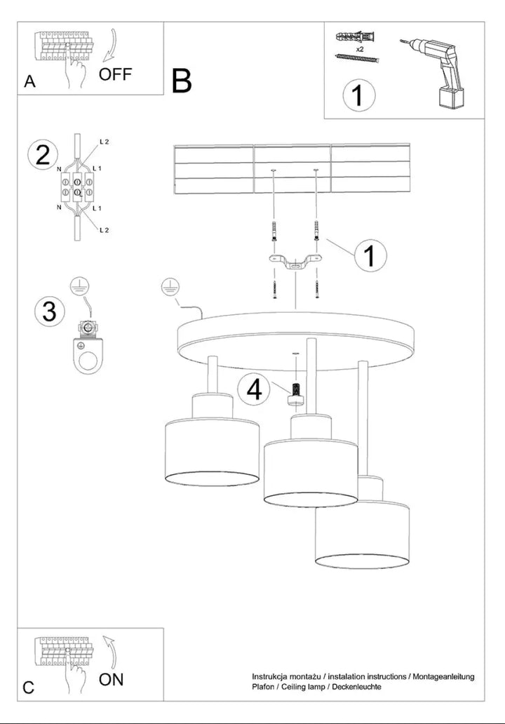 Luminaire plafonnier savar 3 noir avec lampy z linii et cylindriques, klasyka w najlepszym wzornictwo nie potrzebuje