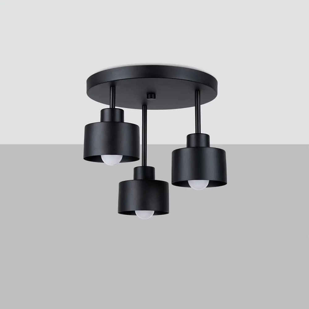 Luminaire plafonnier savar 3 noir avec trois abat-jours cylindriques en finition mate noire lampy z linii klasyka w najlepszym
