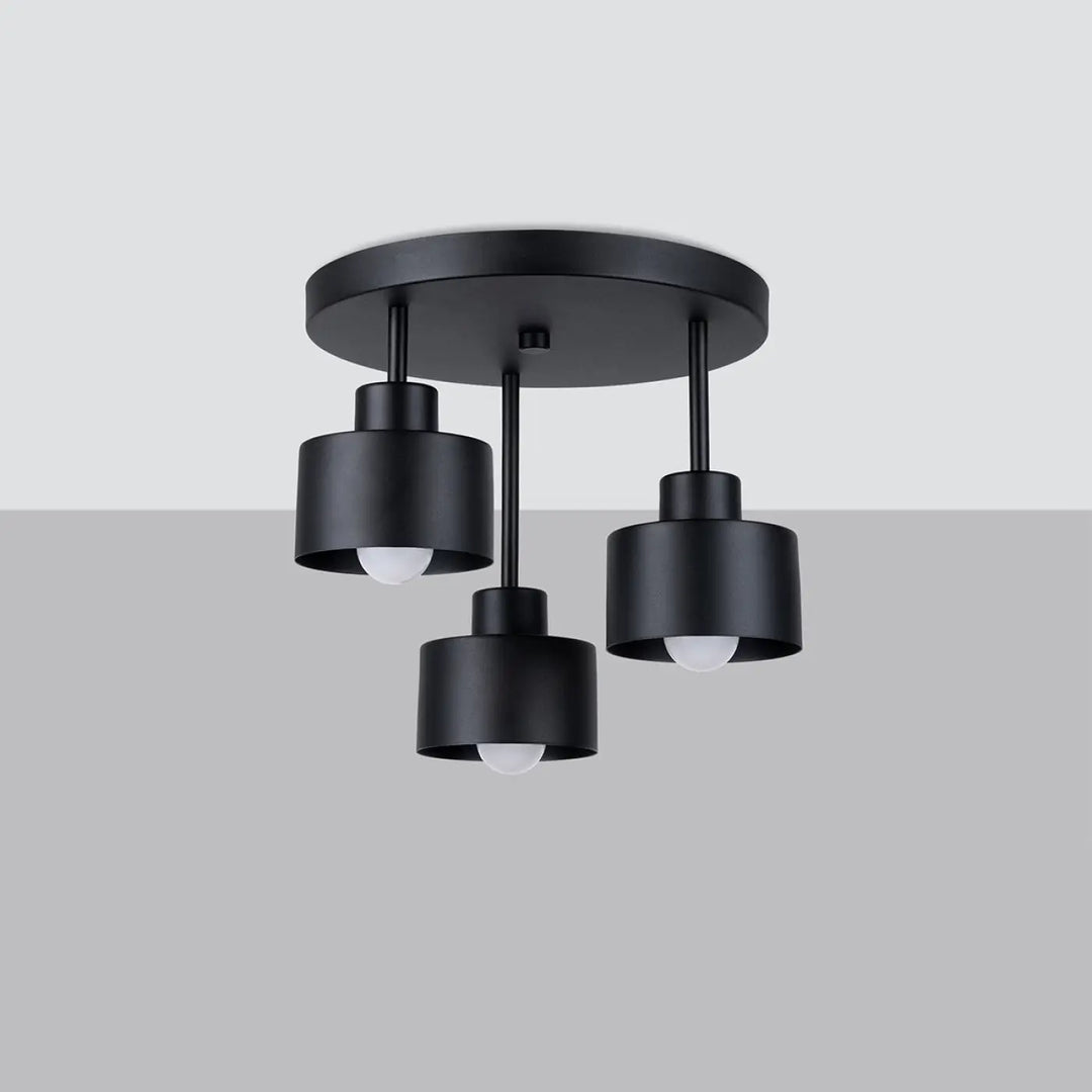 Luminaire plafonnier savar 3 noir avec trois abat-jours cylindriques en finition mate noire lampy z linii klasyka w najlepszym