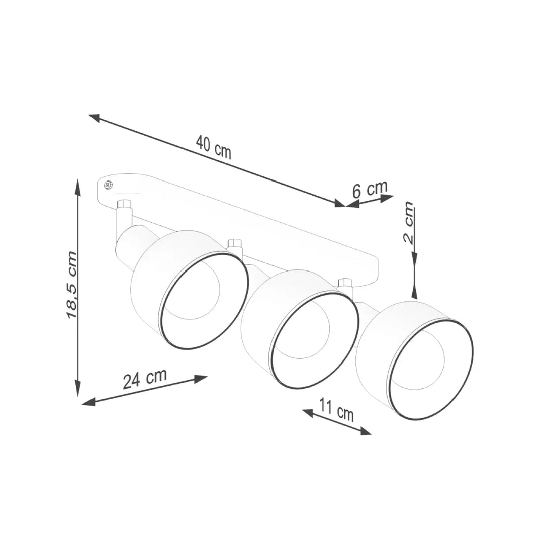 Luminaire plafonnier elba 3 noir avec trois lampes elba cylindriques blanc minimalisme combiné et éléments subtils
