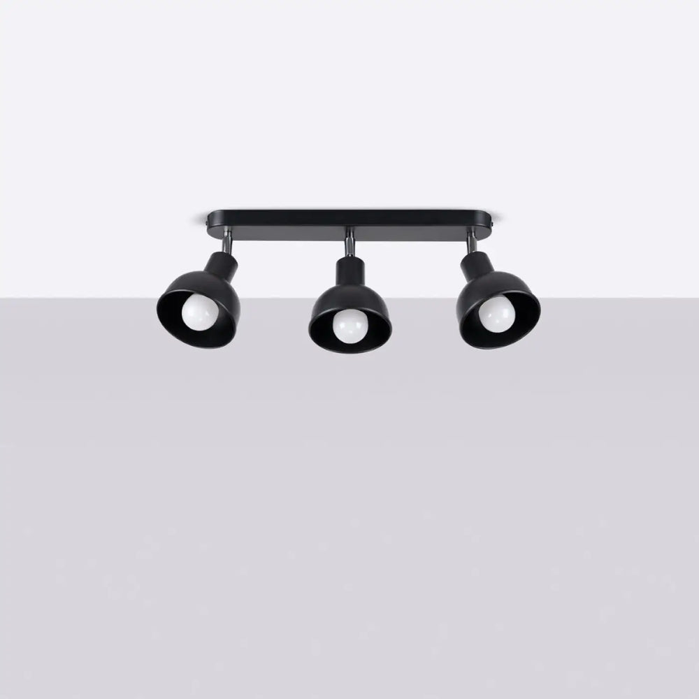 Luminaire plafonnier elba 3 noir avec trois spots ajustables en finition mate pour un minimalisme combiné subtil