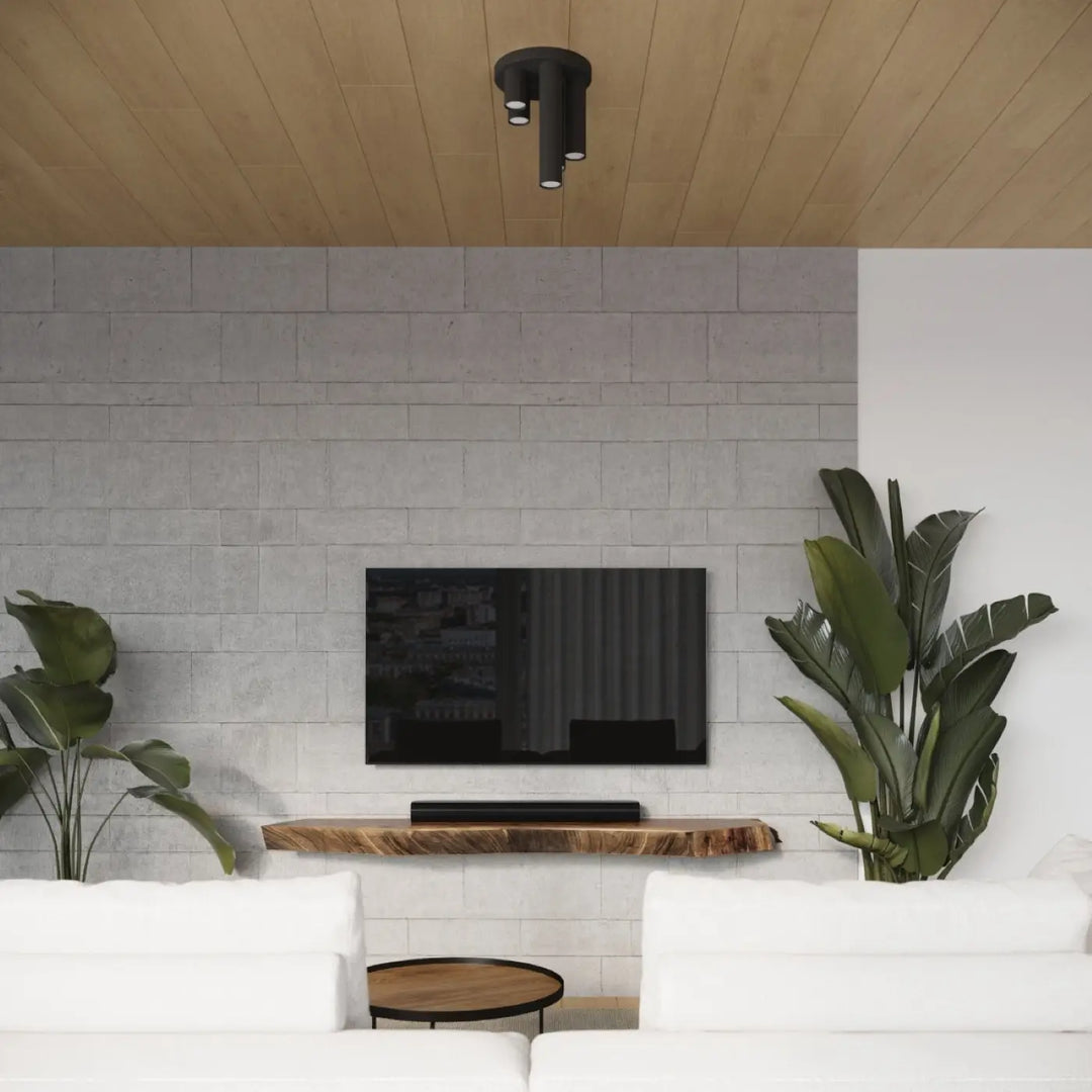 Plafonnier lagos noir cylindrique avec trois spots orientables pour un caractère chic et fonctionnel lampe lagos
