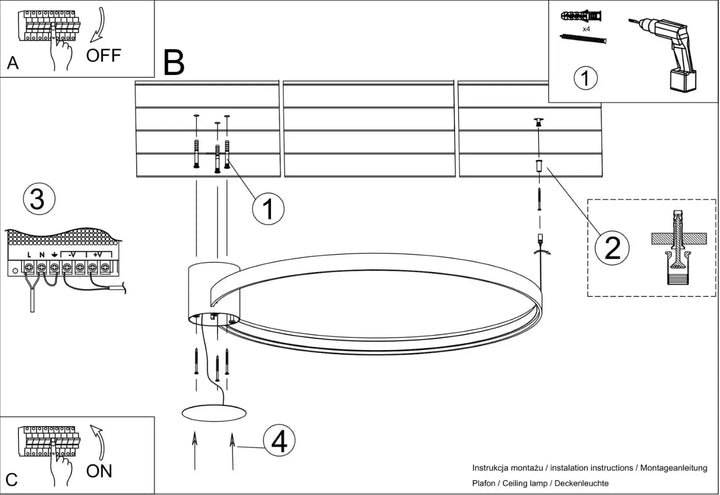 Luminaire plafonnier rio 110 noir avec modules led intégrés design unique à anneaux concentriques modernes