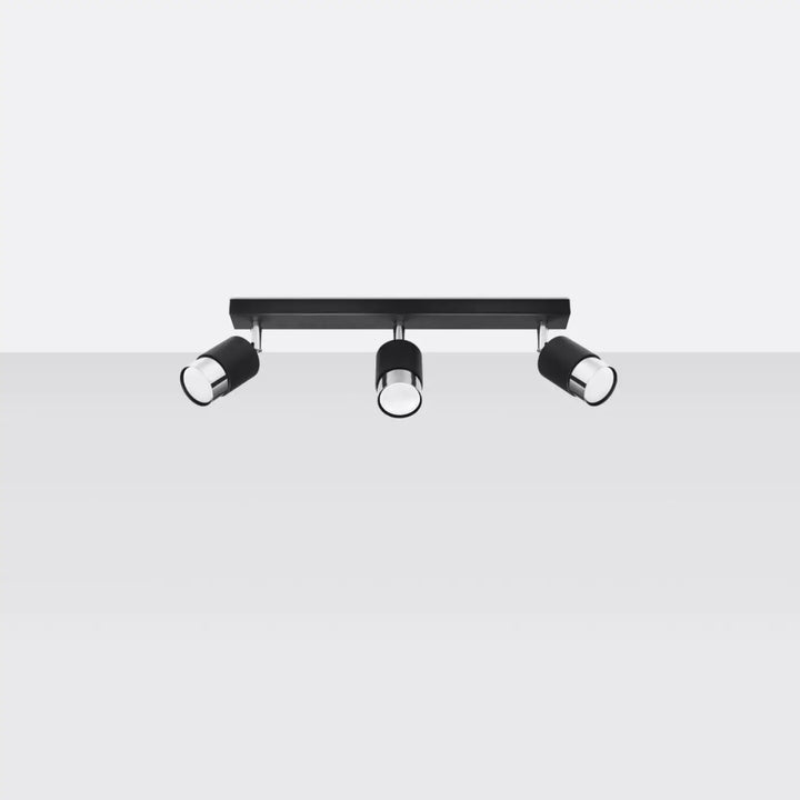 Luminaire plafonnier nero 3 noir chrome avec trois spots ajustables pour un plafonnier applique moderne