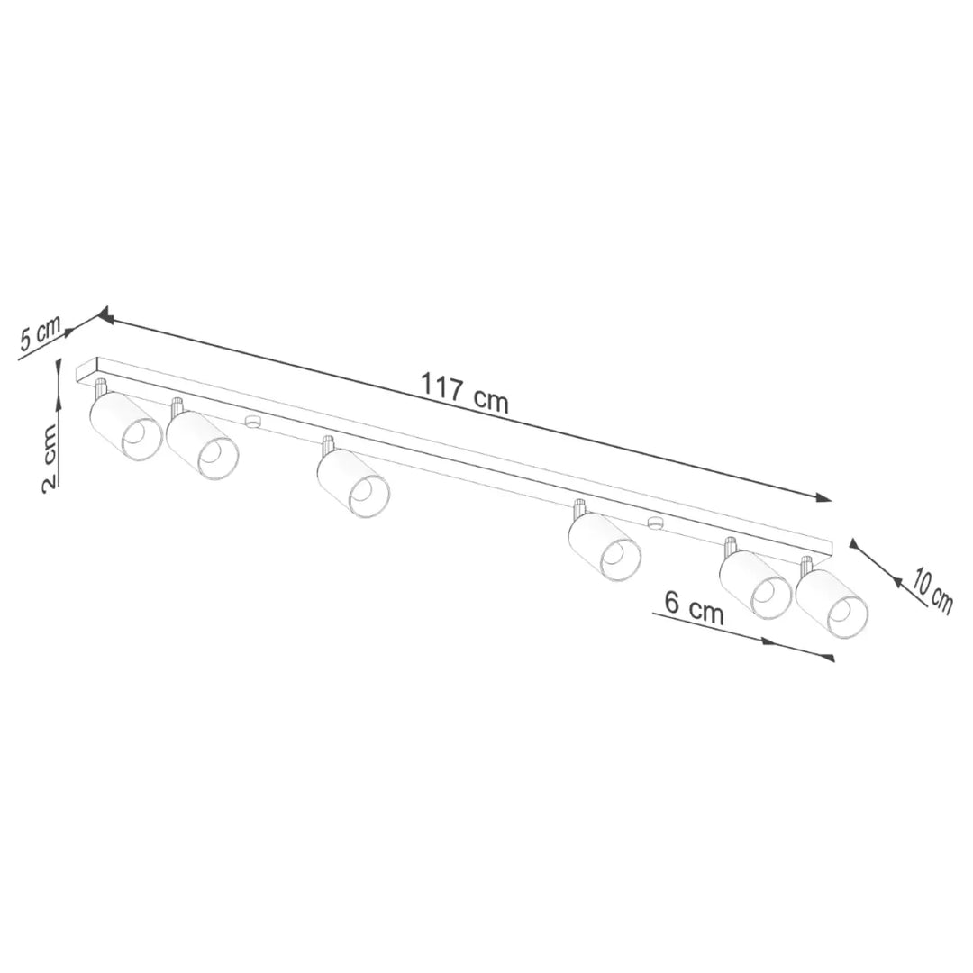 Luminaire plafonnier winx 6l noir chrome avec six spots réglables sur rail linéaire de 117 cm design winx allie