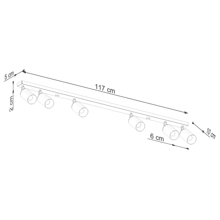 Luminaire plafonnier winx 6l noir chrome avec six spots réglables sur rail linéaire de 117 cm design winx allie