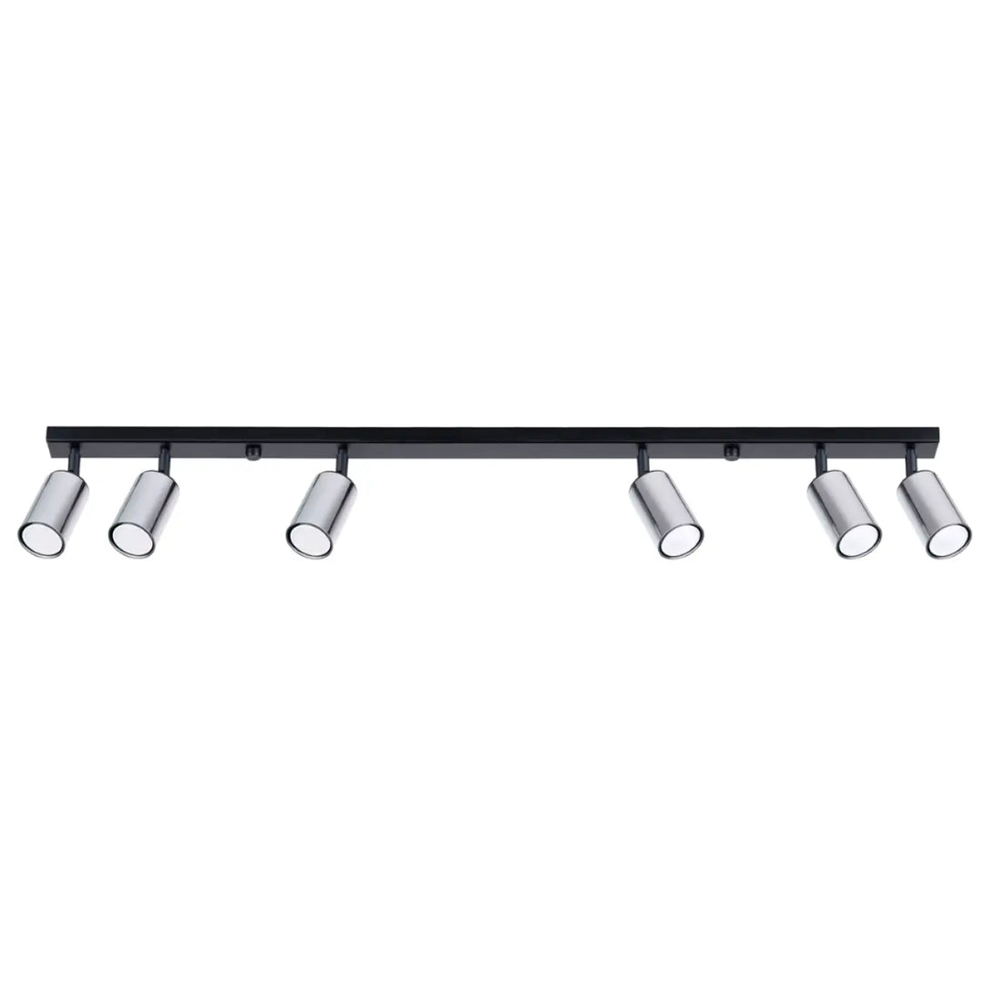 Plafonnier winx noir avec six spots orientables finition chrome design winx allie pour éclairage intérieur