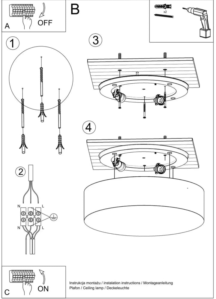 Luminaire plafonnier arena 35 noir avec plafonnier rond et trois suspensions pour éclairage polyvalent et forme riche