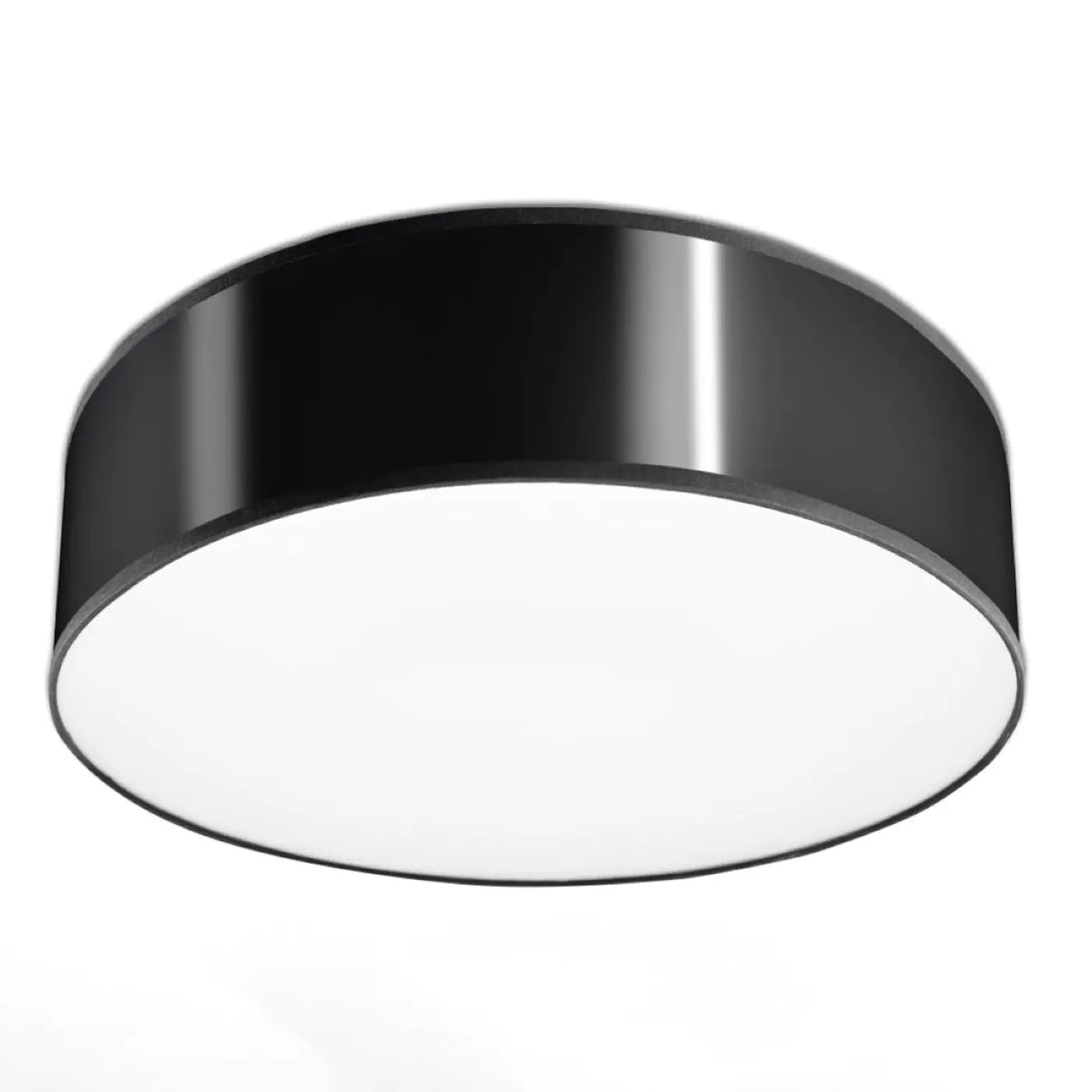 Plafonnier rond noir arena 35 avec design moderne, finition glossy et forme riche pour éclairage polyvalent