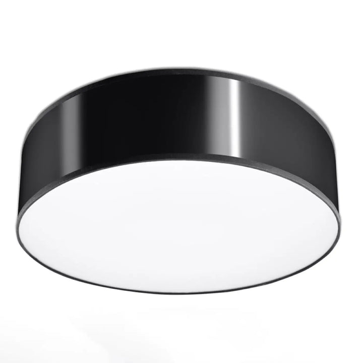 Plafonnier rond noir arena 35 avec design moderne, finition glossy et forme riche pour éclairage polyvalent