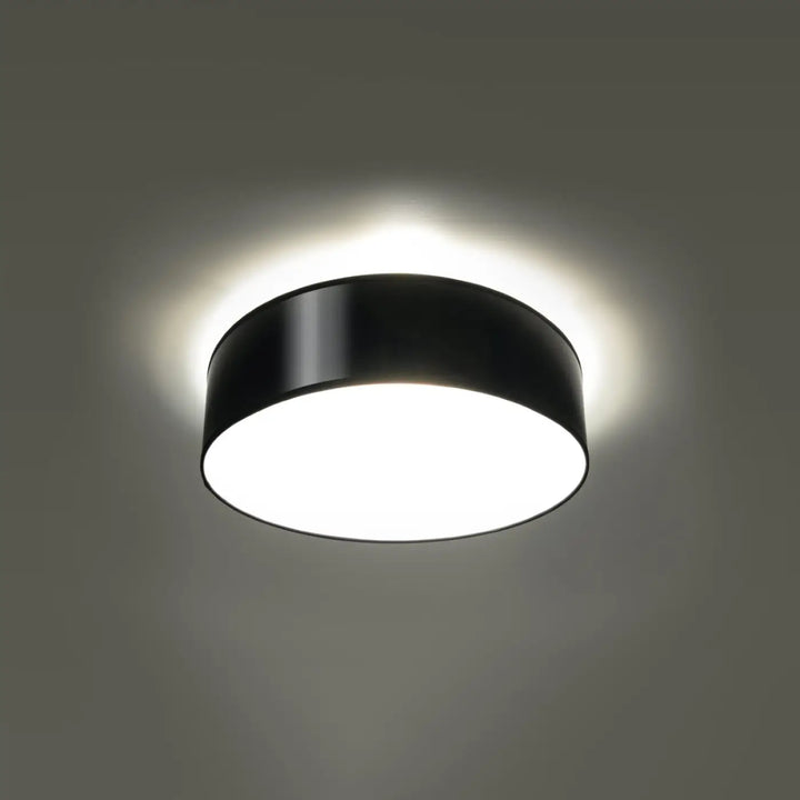 Plafonnier rond noir luminaire arena 35 avec éclairage polyvalent et forme riche pour intérieur moderne