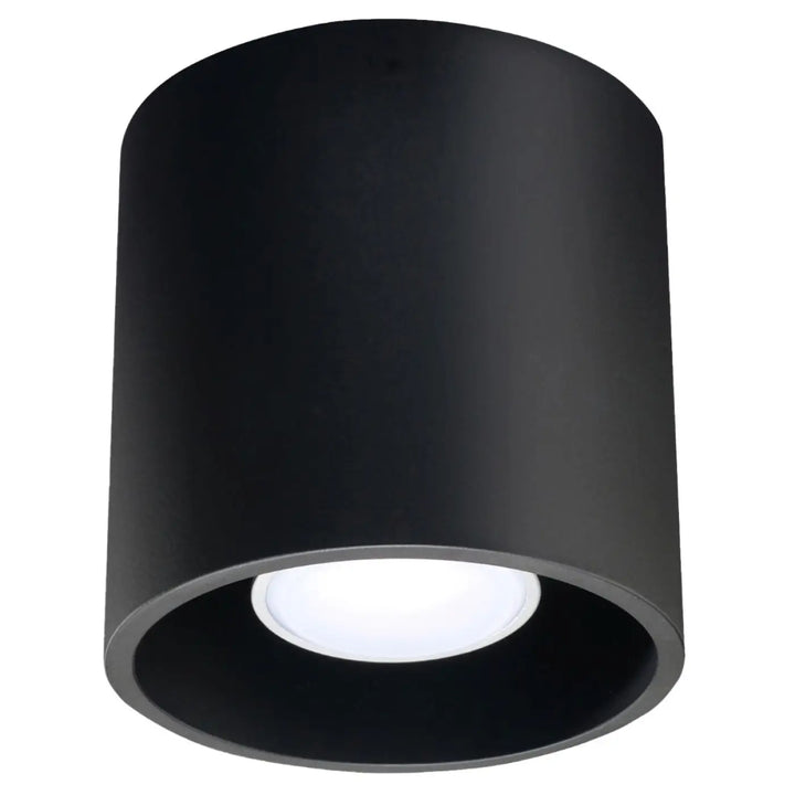 Plafonnier orbis 1 noir cylindrique en bois naturel avec finition mate et ampoule led encastrée