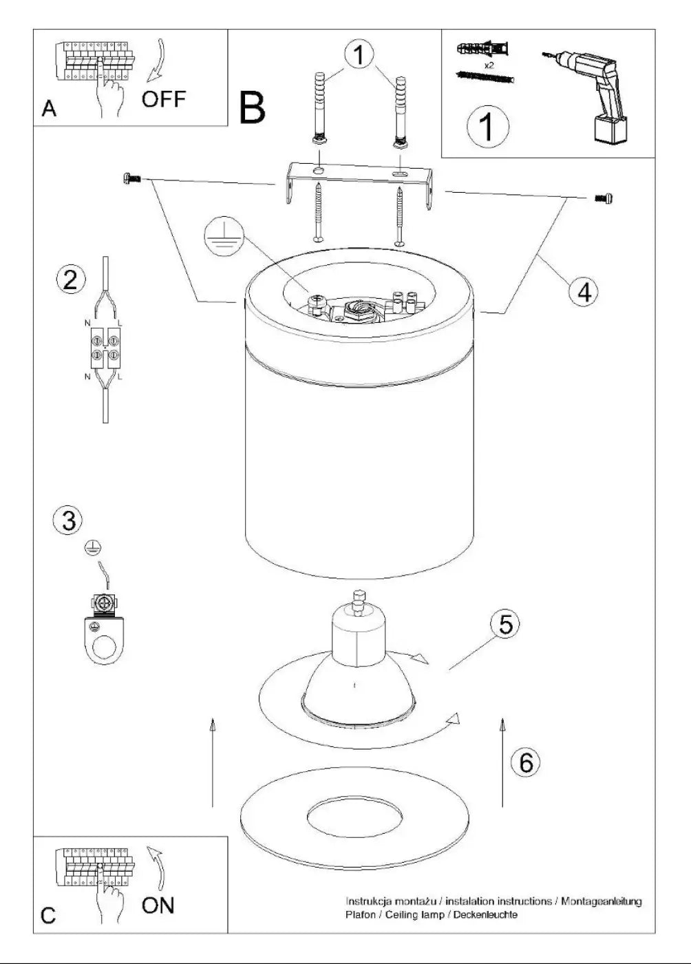 Plafonnier rif noir cylindrique avec verre dépoli et corps métallique, solution d’éclairage moderne pour bois naturel
