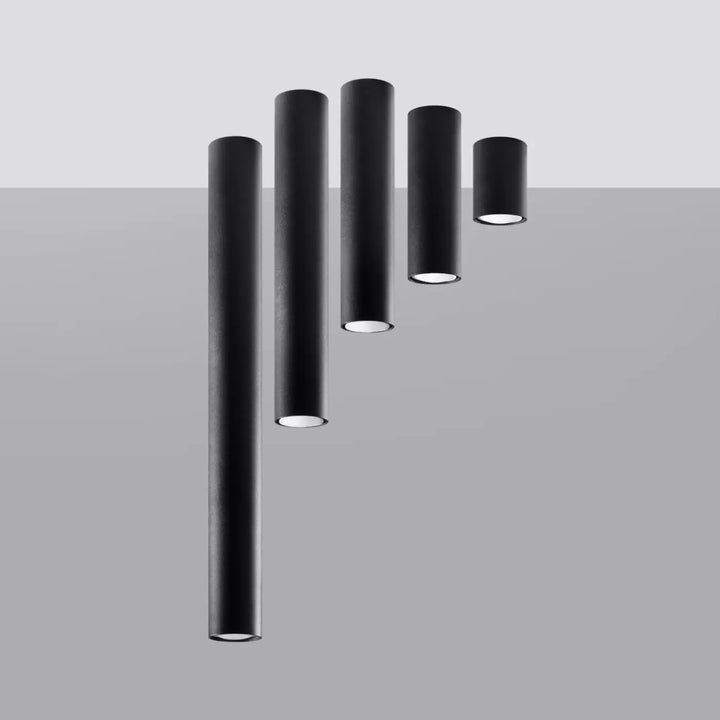 Set de cinq plafonniers lagos noir cylindriques avec finition mate et lumière fonctionnelle led élégance moderne