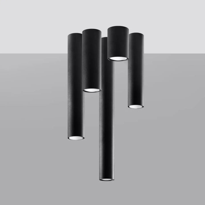 Luminaire plafonnier lagos 10 noir avec suspensions cylindriques modernes à lumière fonctionnelle et élégance moderne