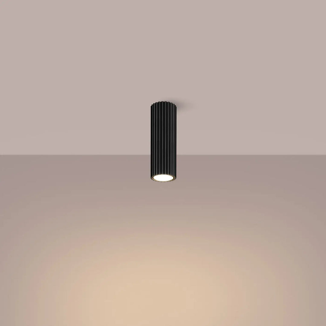 Luminaire plafonnier karbon 20 noir avec ampoules gu10 interchangeables et design minimaliste à rainures verticales