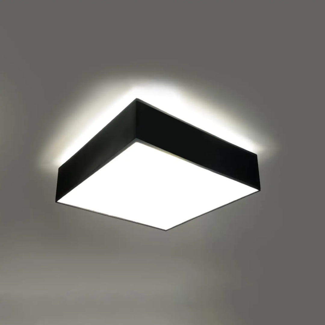 Luminaire plafonnier horus 35 noir carré avec éclairage polyvalent et forme riche en design moderne minimaliste lumineux blanc