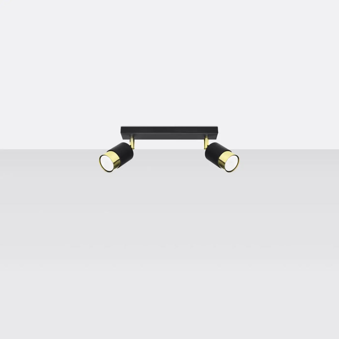 Luminaire plafonnier nero 2 noir doré avec double spot moderne design élégant collection nero totale liberté