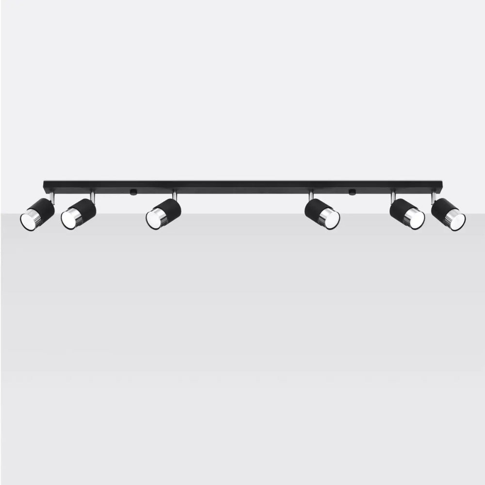 Luminaire plafonnier nero 6 noir chrome avec six spots réglables plafonnier applique moderne design contemporain