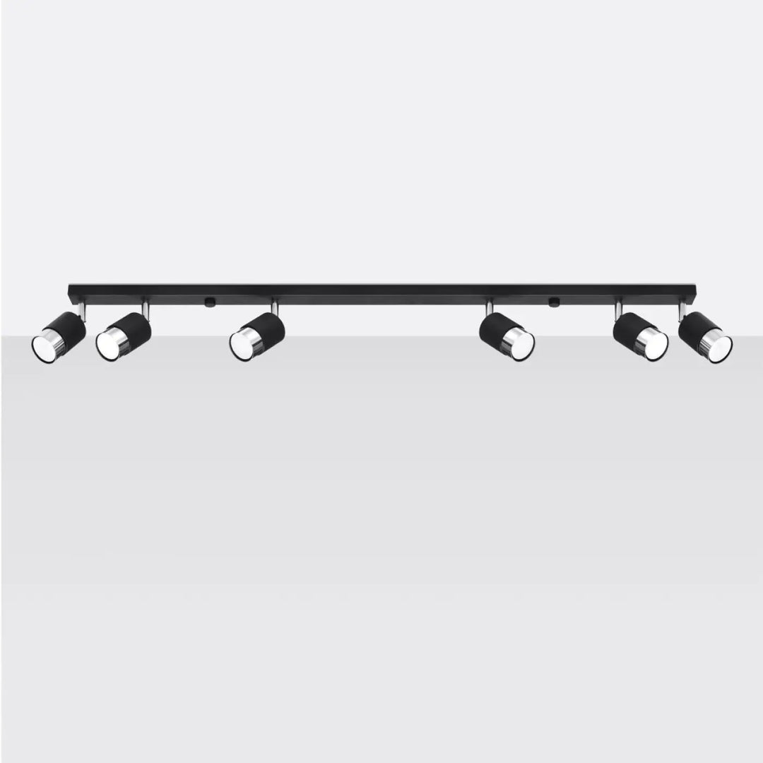 Luminaire plafonnier nero 6 noir chrome avec six spots réglables plafonnier applique moderne design contemporain