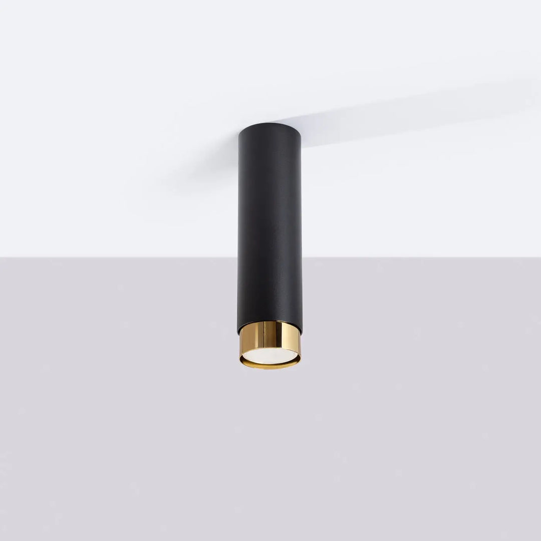 Plafonnier Nero 22,5 noir et doré en forme de tube