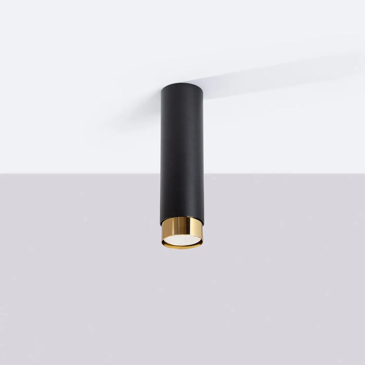 Plafonnier Nero 22,5 noir et doré en forme de tube