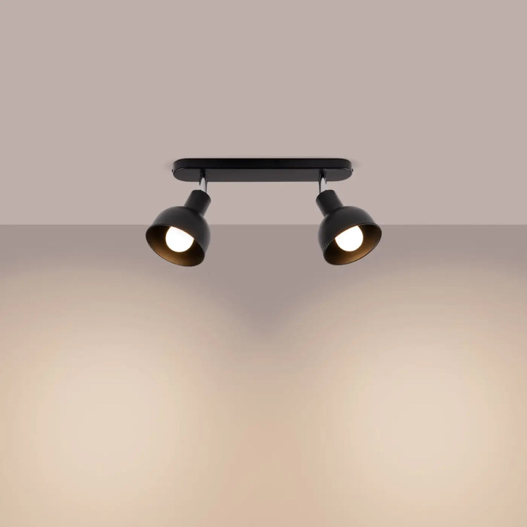 Luminaire plafonnier elba 2 noir avec finition mate noire et spots réglables pour minimalisme combiné à éléments subtils