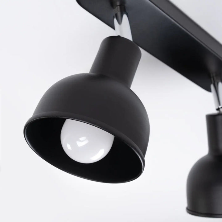 Luminaire plafonnier elba 2 noir avec lampe elba minimalisme combiné et éléments subtils en finition mate industrielle