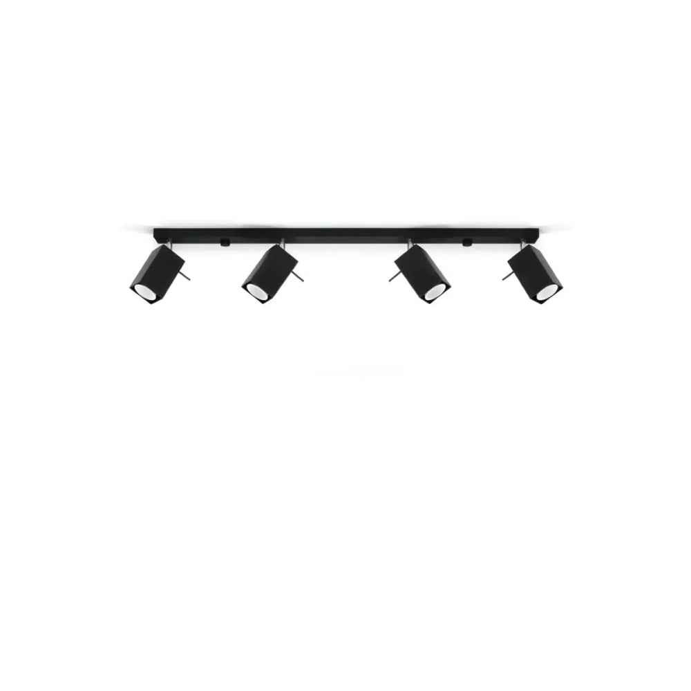 Plafonnier moderne merida noir mat avec quatre spots merida ajustables pour diriger précisément la lumière